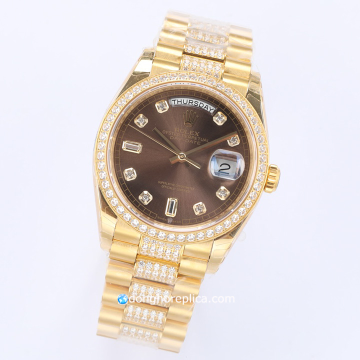 Chất liệu chế tác đồng hồ Rolex Fake chuẩn 1:1 BST Day Date M228348RBR-0008