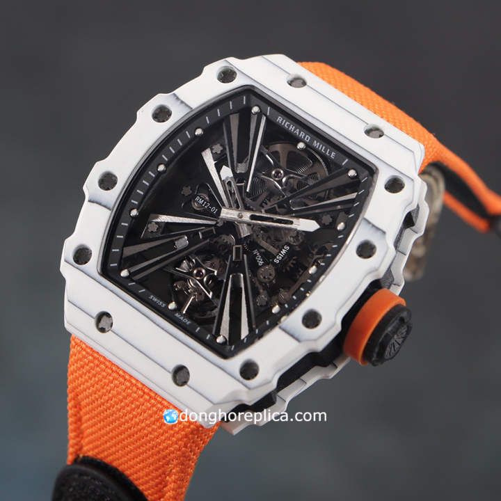 Núm điều chỉnh và dây đeo mẫu đồng hồ Richard Mille Fake loại 1 giá tốt RM 12-01 Orange
