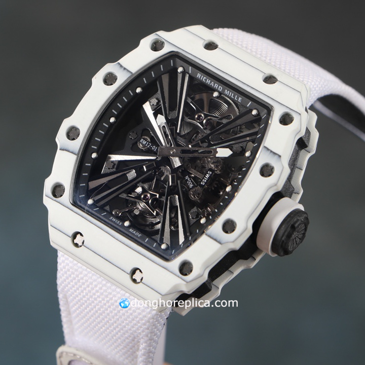 Chi tiết mặt số của mẫu đồng hồ Richard Mille Fake loại 1 giá tốt RM 012-01 Black Dial