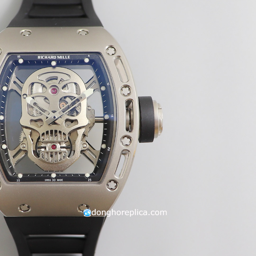 Thiết kế mặt số đồng hồ Richard Mille RM 052 Skull Tourbillon Replica 1:1