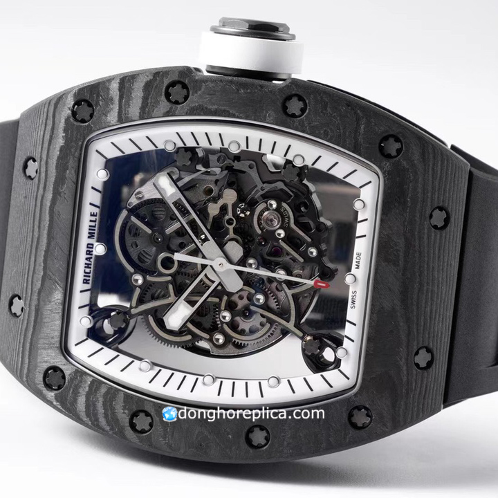 Thiết kế bộ vỏ khung đồng hồ Richard Mille Tourbillon RM 055 Carbon Black Straps