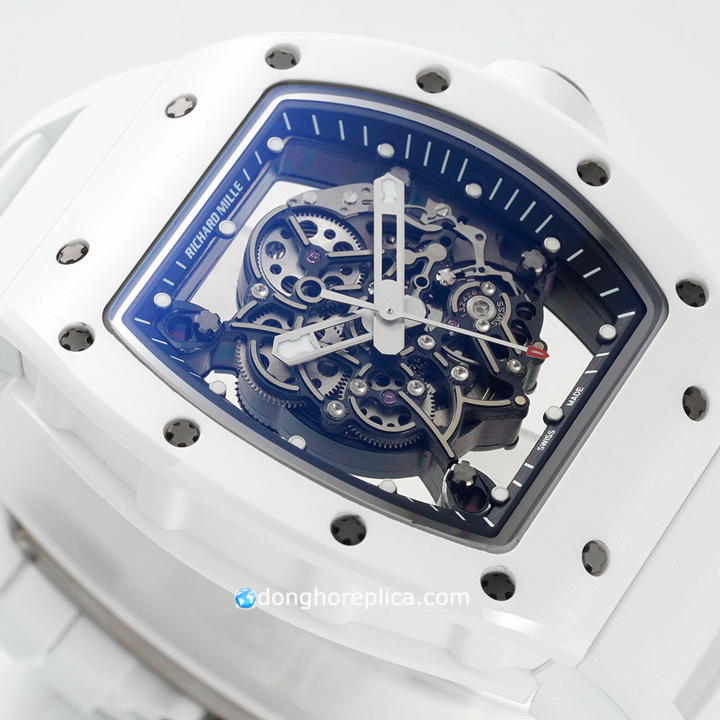 Đánh giá mặt số của mẫu đồng hồ Richard Mille RM 055 Tourbillon Ceramic White Straps