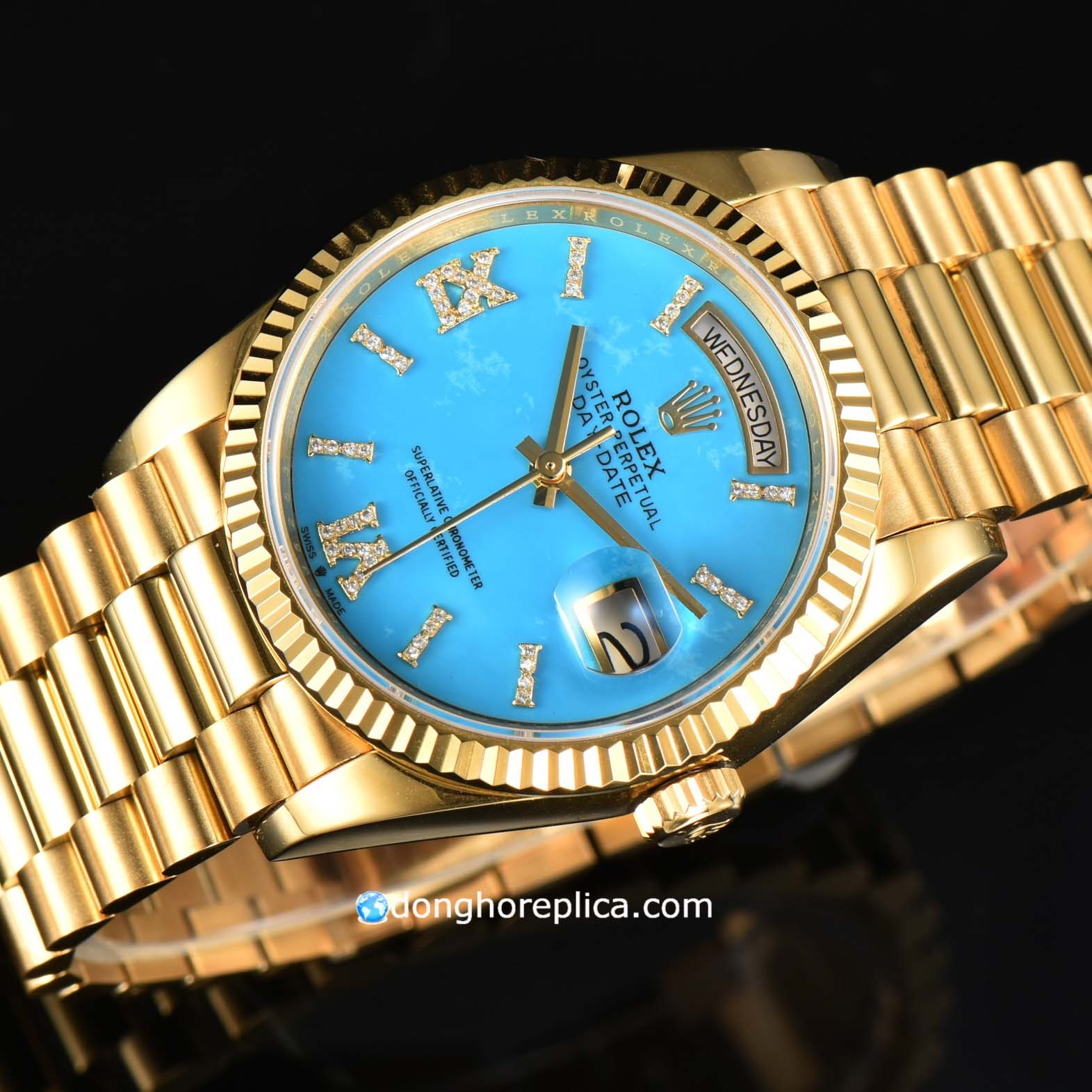 Mặt số đồng hồ Rolex Rep 1.1 Day-Date 36 Turquoise 128238DSP